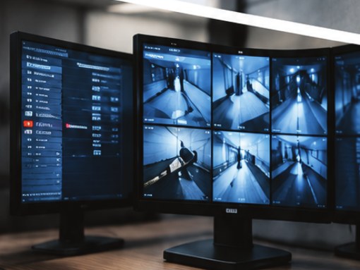 CCTV monitoring screens