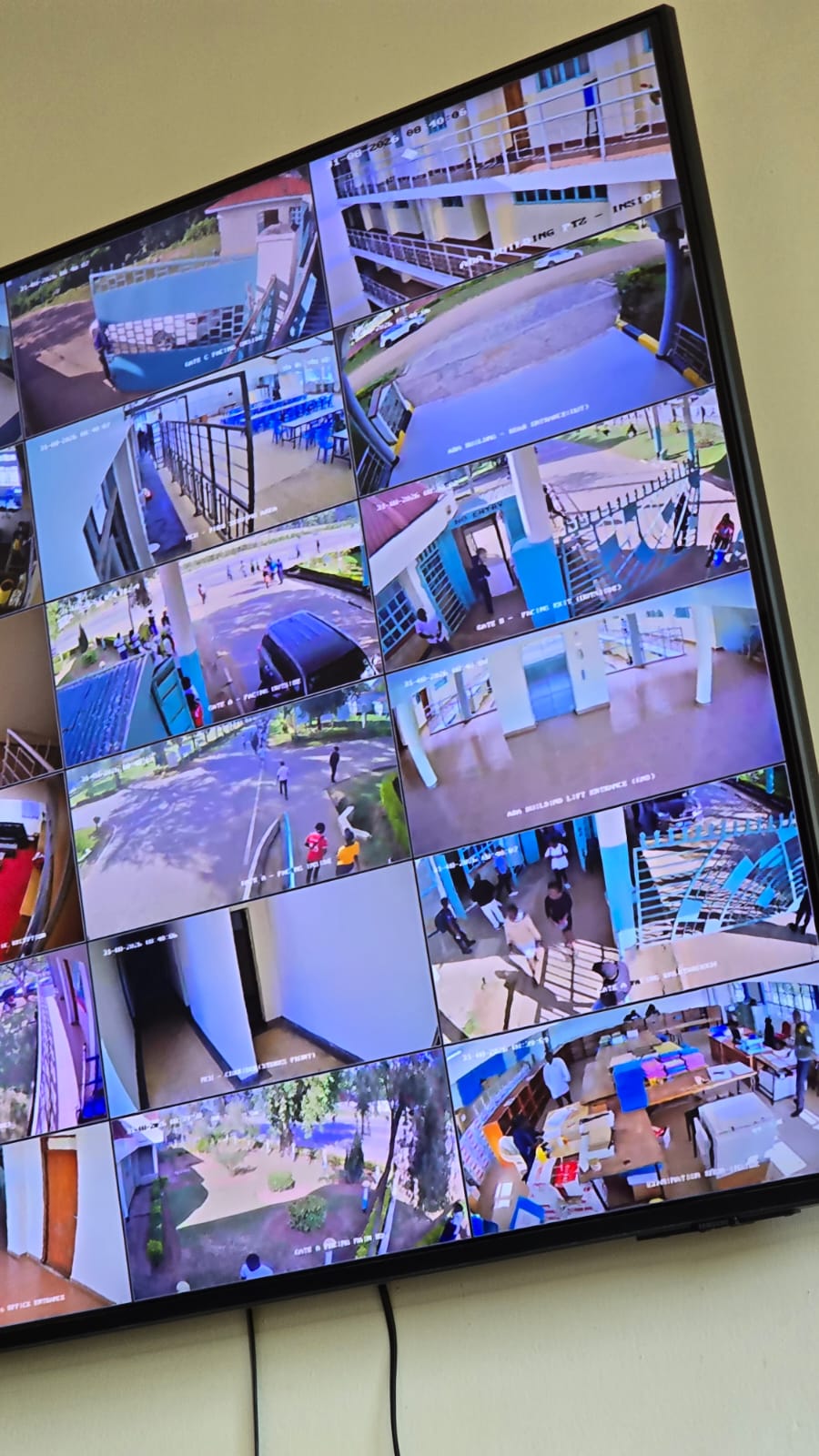 CCTV control room screen showing camera feeds