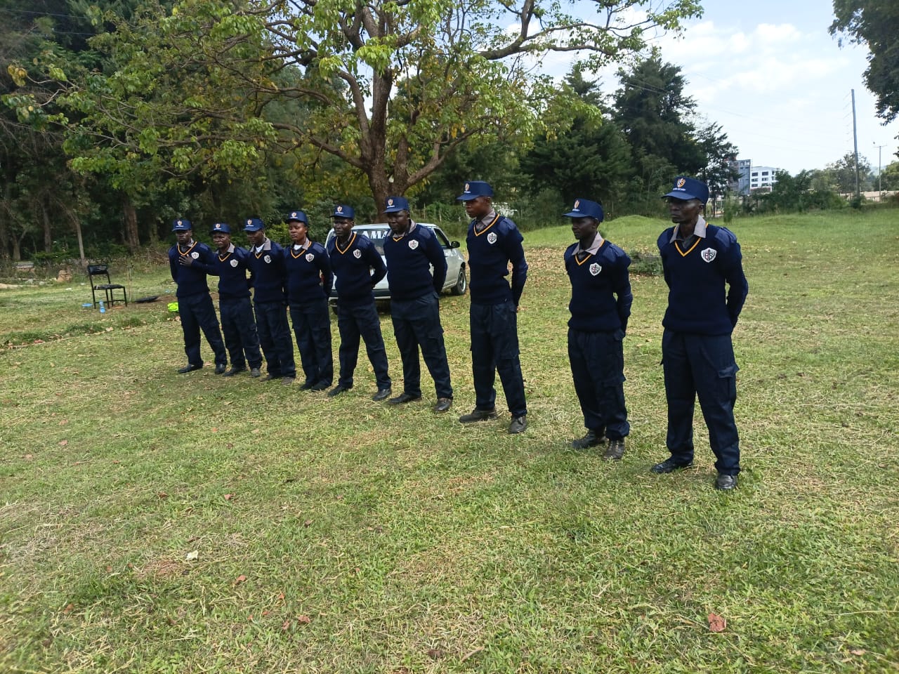 Guards lined up on a field