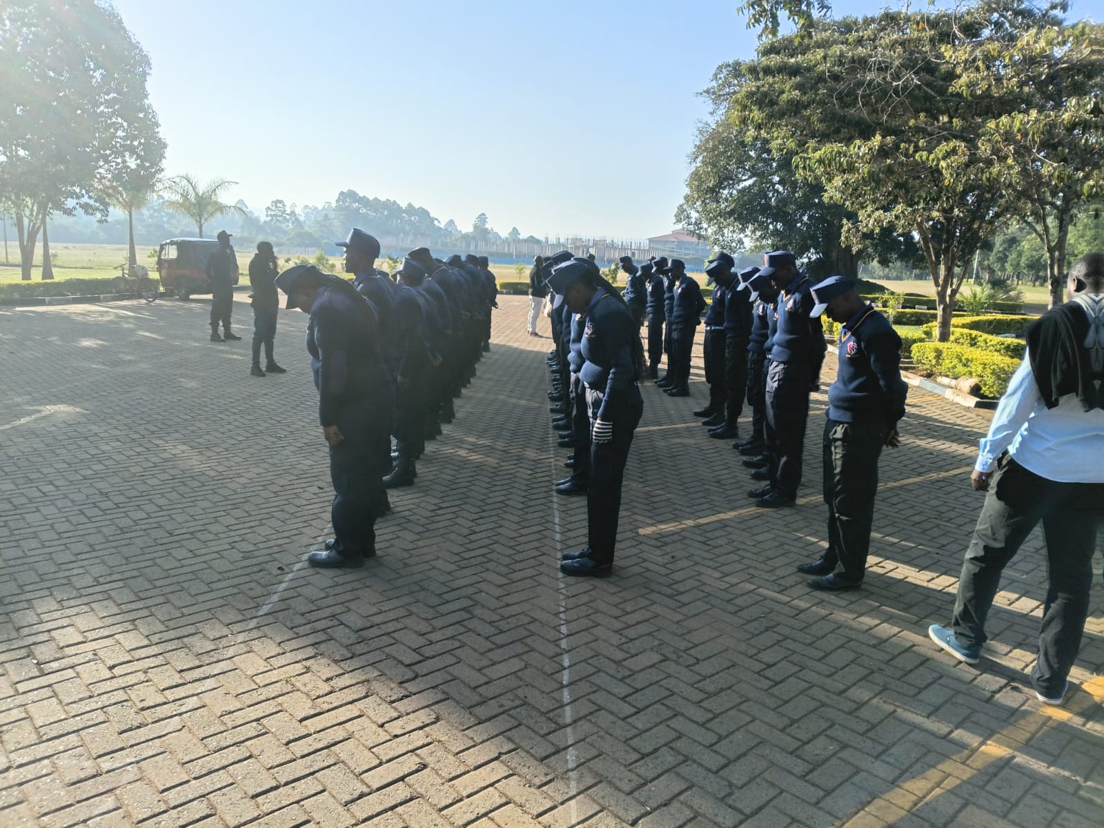 Officers standing in rows for inspection