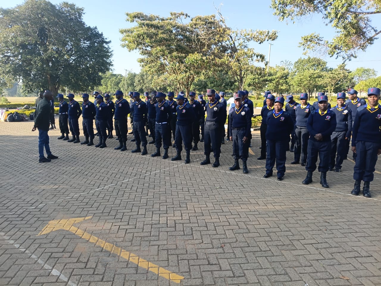 Wide view of guards on parade